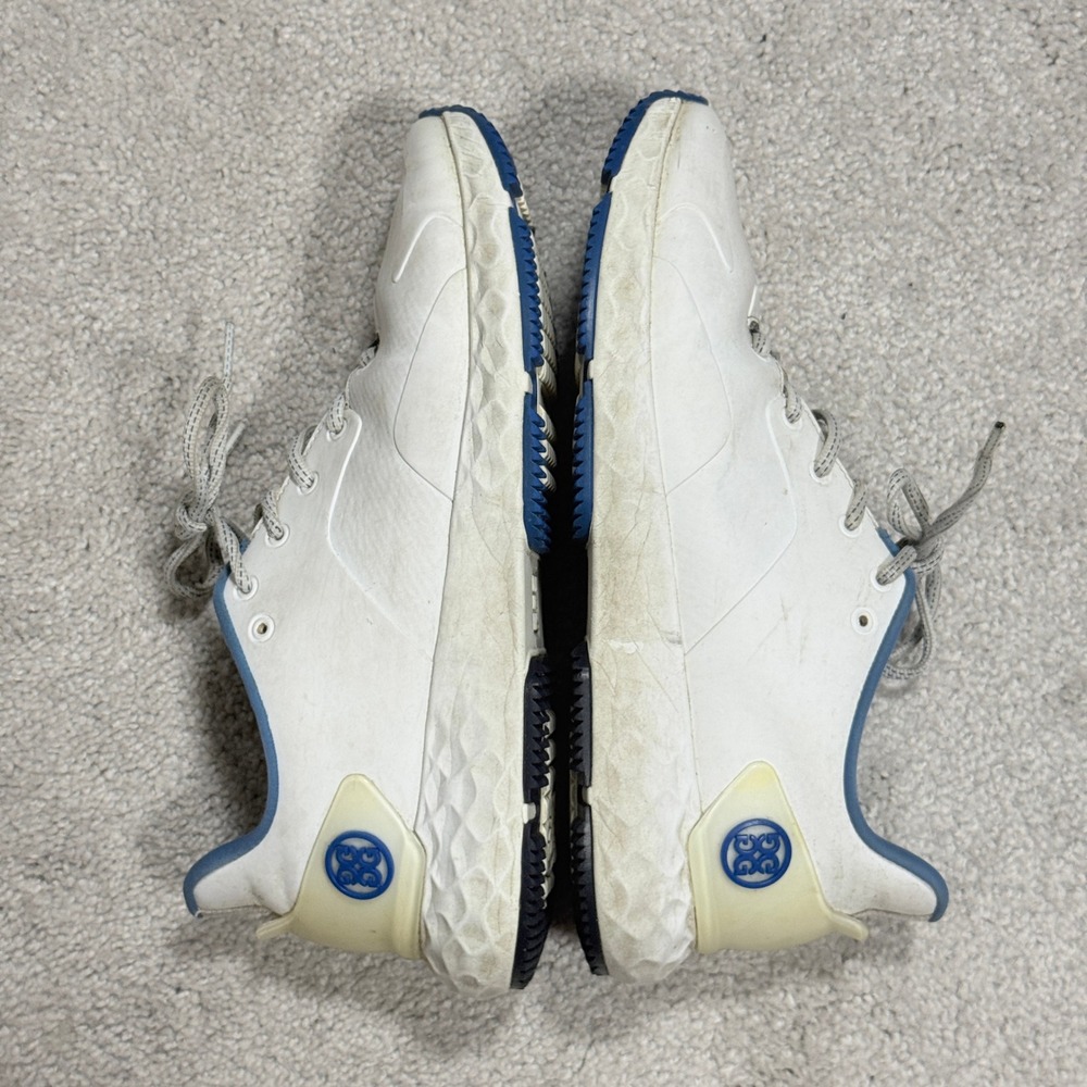G/FORE Mens 9.5 MG4+ Golf Shoes White Blue Spikeless GMF000014